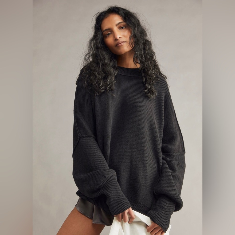 FINAL PRICE DROP Free People Easy Street Tunic Sweater Black XL NWT